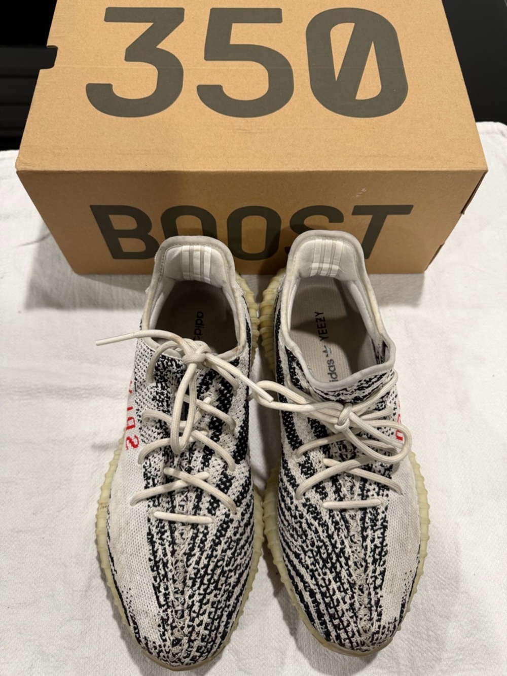 Yeezy Boost 350 V2 Zebra White Black with Red Accents